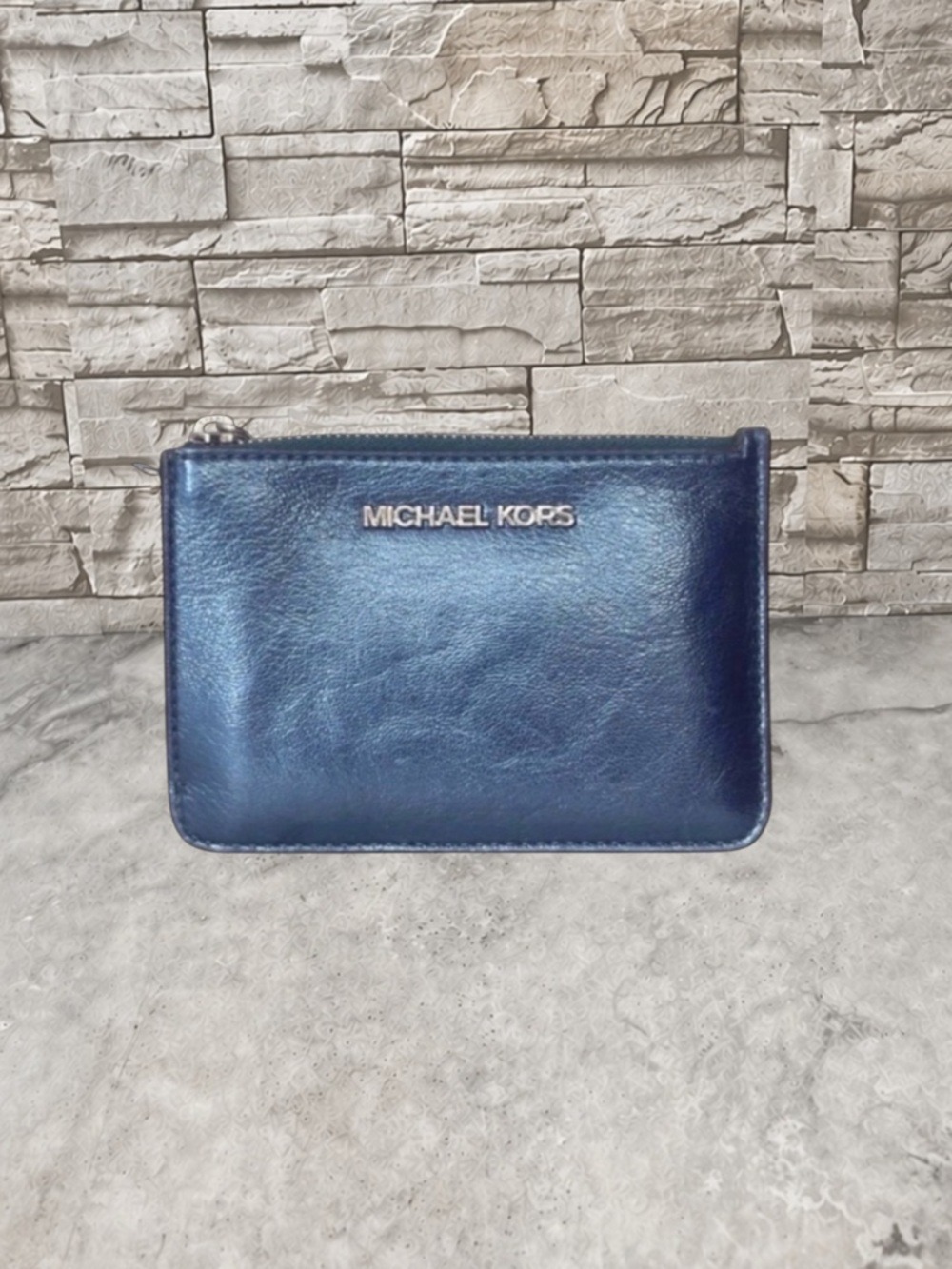 Michael Kors Card Holder Metallic Blue